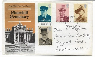 Winston Churchill 2 illustrated 1974 FDC - Image 1 of 4