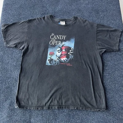 Camisa De Colección M&M Para Hombre Grande Negra Caramelo de la Ópera Gráfica Publicidad Años 90 Foto 1 de 4