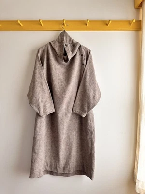 Винтажный 80-х плантации x Issey Miyake натуральный лен хлопок халат платье кафтан M - Изображение 1 из 4