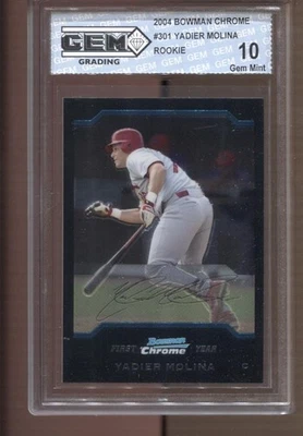 Yadier Molina Bowman 2004 cromo #301 gema como nuevo 10 radiocontrol novato St Louis Cardinals Foto 1 de 2