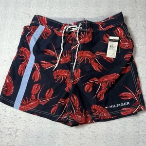 NWT men's Tommy Hilfiger blue red lobster swim trunk short L/G Large - Picture 1 of 8