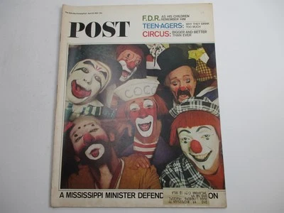 Vintage April 10, 1965 Saturday Evening Post Magazine - Circus Clowns on Cover Foto 1 de 3