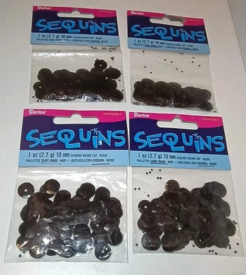 Lote De 4 Nuevos Paquetes De Lentejuelas Darice - Negro - Taza Redonda 10mm Paquete 1oz x4 Foto 1 de 4