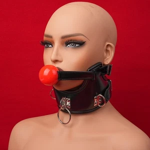 Halsband Mit Mundknebel Ball Bondage Mund Öffnen Fetisch Fesseln Open Mouth Gag - Bild 1 von 35