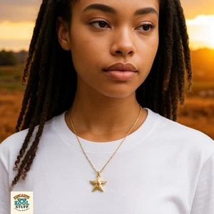 Harriet Carter Vintage Genuine Ruby Star Necklace with Gold Tone Chain New - Picture 1 of 9