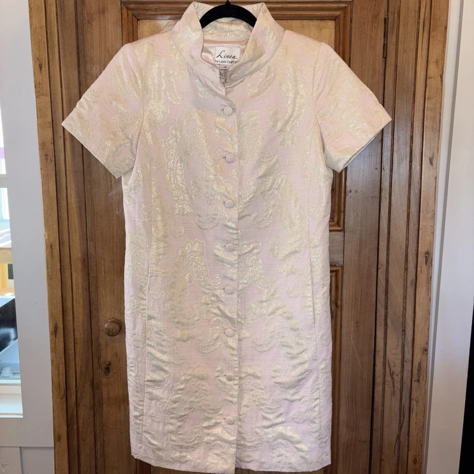 Linea by Louis Dell'Olio Rosa Oro Manga Corta Chaqueta Rosas Abrigo Acolchado De Colección S Foto 1 de 4