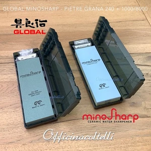 Grana 240 + 1000/8000 Pietre per affilare giapponesi Global  Minosharp 459-472 c - Picture 1 of 6