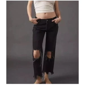 We the Free Jeans Womens Size 28 Black Thrashed Distressed Maggie Denim Pants - Picture 1 of 14