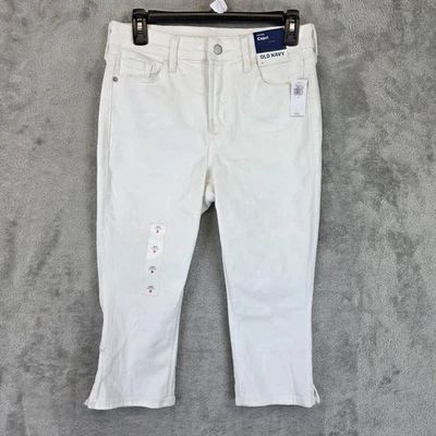 Old Navy High-Rise Capri Jeans Womens 4 White Rockstar Stretch Denim Skinny Leg - Image 1 of 4