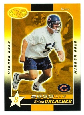 2000 Leaf Certified Materials Mirror Gold 3 Star Brian Urlacher Rookie RC 1/30 - Image 1 of 4