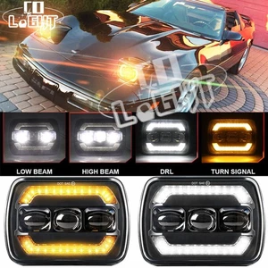 DOT 120W Pair 5X7 7x6 LED Headlight Hi/Lo With DRL For Chevy Corvette 84-1996 C4 - Picture 1 of 9