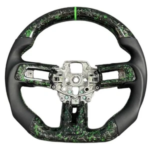 Forge Real Carbon Fiber Steering Wheel for Ford Mustang GT350R GT500 15-17 Green - Imagen 1 de 6
