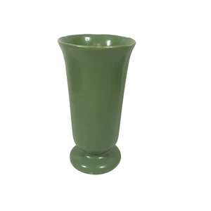 Vintage Pottery Vase Green Tall Farmhouse Cottage MCM Footed Classic Style - Picture 1 of 8