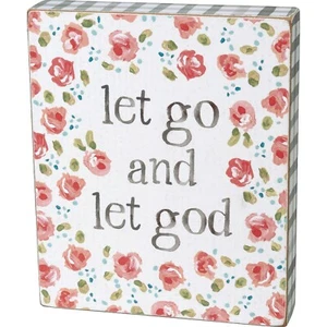 NEW Block Sign - "Let Go And Let God" - Primitives by Kathy - Picture 1 of 3