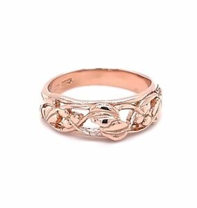 9ct Rose Gold Welsh Design Tree of Life Ring - Finger Size H to P Hallmarked