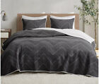 Ink + Ivy $280 Full/Queen 3PC Black Coverlet Set NEW 