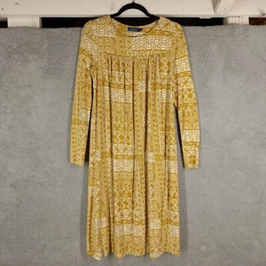 Abito donna Solika XS/Small giallo midi manica lunga casual stampa boho - Foto 1 di 11