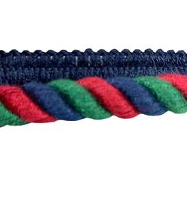 Cord Rope Trim Burgundy Navy Blue Green Twisted Upholstery Drapery 4 pc 14 yards - Picture 1 of 4