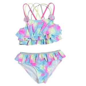 Betsey Johnson Girls Sparkle Mermaid Bikini Swim Suit Size 12 - Picture 1 of 3