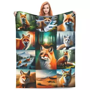 Fox Blanket Gifts for Kids Adults Soft Warm Lightweight Cozy Cute Forest Foxe... - Picture 1 of 6