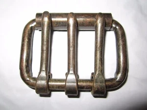 2 VINTAGE NOS THREE TONGUE 2" ROLLER BUCKLE BRONZE FINISH, HARNESS HARDWARE - Picture 1 of 7