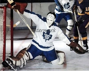 NHL 1970 Goalie Jacques Plante Toronto Maple Leafs Juego Acción 8 x 10 Foto - Imagen 1 de 1