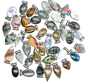 Multi Color Crystal Pendant Necklace, Crystal Silver Plated Handmade Pendants - Picture 1 of 3