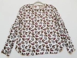 H&M Blouse Womens 14 Multicolor Chameleon Animal Print Long Sleeve Crew Neck Top - Picture 1 of 12