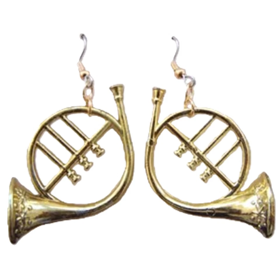 PENDIENTES LG CUERNO FRANCÉS Banda Instrumento Musical Profesor de Música Funky Joyería-DORADO Foto 1 de 1
