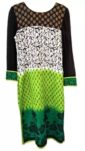 Kurta Top Women's 40" W 25"L Made in India Green Black Gold Traditional - Picture 1 of 8
