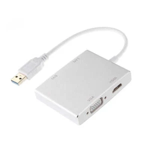 WS-03 4 in 1 USB 3.0 to VGA + HDMI + DVI + RJ45 Network Card Ethernet Converter - Afbeelding 1 van 5