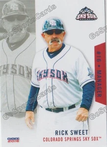 2016 Colorado Springs Sky Sox Rick Sweet Milwaukee Brewers MGR - Picture 1 of 1