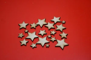 Juego de estrellas de madera contrachapada corte láser artesanías decoración 20 piezas - Imagen 1 de 2