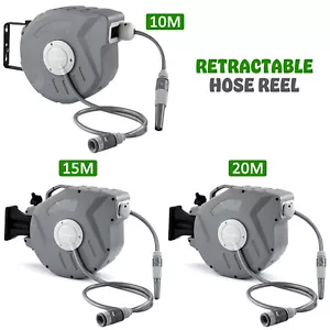 Wall Mounted Garden Patio Hose Reel Retractable Auto Rewind Pipe 180° Swivel - Picture 1 of 18