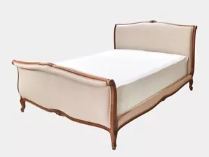 French provincial Louis XV Style King Size Sleigh Bed Upholstered - Picture 1 of 7