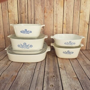 Corning Ware Blue Cornflower Casserole Dishes 1qt (2) 1 3/4 3qt 2.5 Lt **READ** - Picture 1 of 12