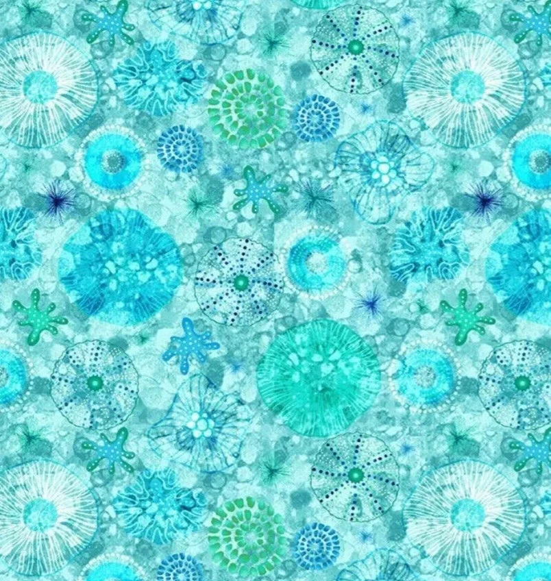 Timeless Treasures,Ocean ,Turquoise ,pretty sea Diatoms, Fabric ,BTY - Image 1 of 1
