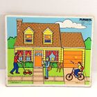 House Home Inside & Out  Playskool Easy 4 Piece  Wood Puzzle Vtg 1986 #379-04