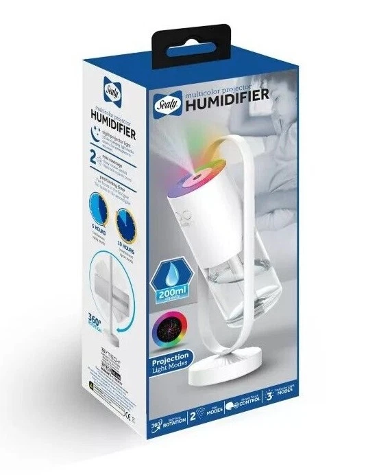 Sealy SL-HW-HU-100 White Multicolor Light-Up Portable Projector Humidifier