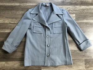 VTG 60s Fred Rothschild Womens SMALL Polyester Leisure Suit Blazer Shirt Blue - Picture 1 of 21