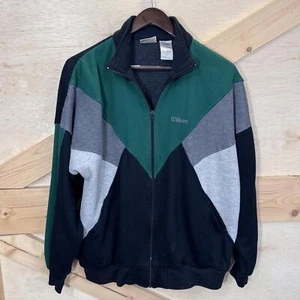Vintage 90s Wilson Tennis Track Jacket Size Large Colorblock Streetwear Retro - Picture 1 of 10
