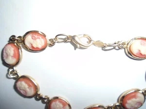 Carol Star Cameo Bracelet 7" gold color Lobster Clasp closure - Picture 1 of 5