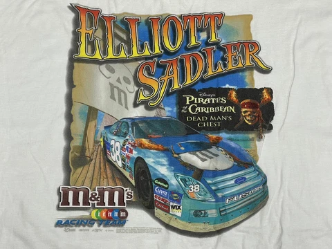 Vintage Elliott Sadler Chase Authentics M&M’s Pirates Of The Caribbean Mens 2XL Cover
