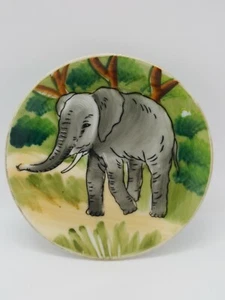 Vintage Japan Hand Painted Elephant Wall Hanging Small 4" Gold Trim Small Chip - Picture 1 of 6