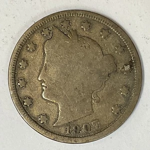 Liberty Head V Liberty Nickel 1907 5 centavos EE. UU. 13 estrellas 13 primeras colonias - Imagen 1 de 2