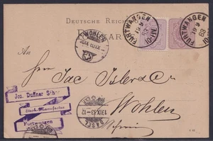 75505) FURTWANGEN Baden Ganzsache mit ZuF 1883 nach Wohlen Schweiz - Bild 1 von 3