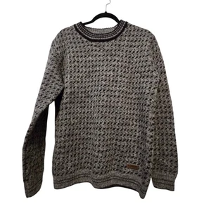 Icewear Iceland Crew Neck Wool Sweater Men MED Grey Nordic Fair Isle Ski Outdoor - Picture 1 of 12