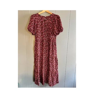 Floral Midi Dress Old Navy Puff Sleeve Small Tall Cottagecore Fall Layering Soft - Picture 1 of 10