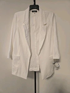 Chaqueta Ponte para mujer Nine West talla grande 1X frente abierto blanca. Nuevo con etiqueta  - Imagen 1 de 5