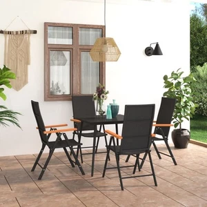 Garden Dining Set 5 Piece Black and Brown Patio Chairs Table Furniture vidaXL - Picture 1 of 12